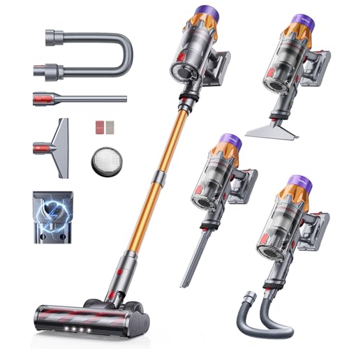 Cordless Vacuum Cleaner, 650W 55KPA 70Mins Cordless Stick Vacuum Cleaner with Self-Standing, Touch Screen, Anti-tangle Vacuum Cordless, Vacuum Cleaners for Home,Carpets,Hardwood,Pet Hair(X7A Pro)