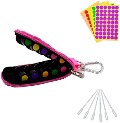 Stylish Essential Oil Key Chain Come with 10 Amber Roll On Bottles, Blank Labels, Droppers, Fits Easily in Purse or Makeup Bag, Carry Your Favorite Essential Oils Everywhere You Go, Pink