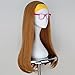 Miss U Hair Girl Long Wavy Light Orange Cosplay Costume Wig with Yellow Hairband Glass