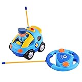 FunsLane Cartoon RC Police Car Remote Control Car with Music and Light Radio Control Toys for Kids Toddlers Baby and Children