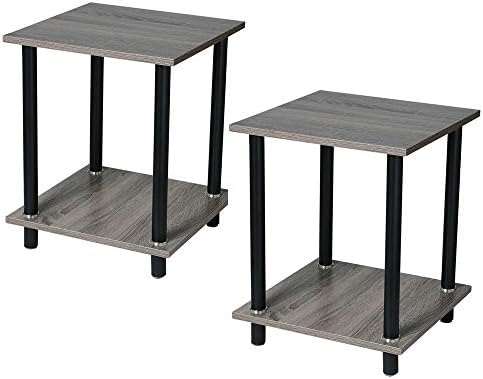 Toonshare Industrial Nightstand, Set of 2 Side Tables, End Table with Shelves, for Living Room, Bedroom, Stable Metal Frame and Easy Assembly - 15.7 x 15.7 x 19.7 inches