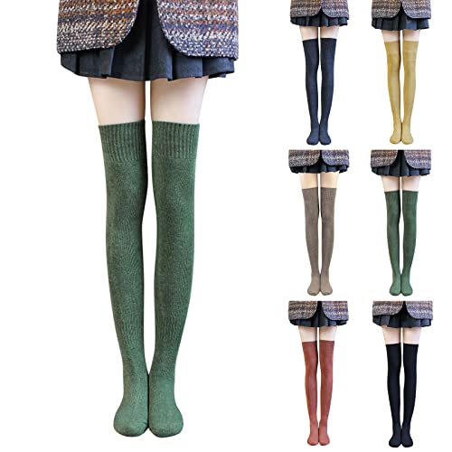 stockings for women Stockings for Women Women's Thickened Warm Knee Socks Thick Socks Tube Plush Hold-Up Thigh High Stock Anti-Skid Long Sock wellie sock womens Green