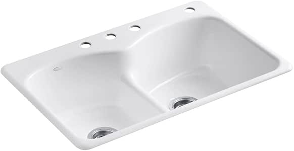 Kohler K-RH6626-4-0 Langlade - Fregadero de cocina, color blanco