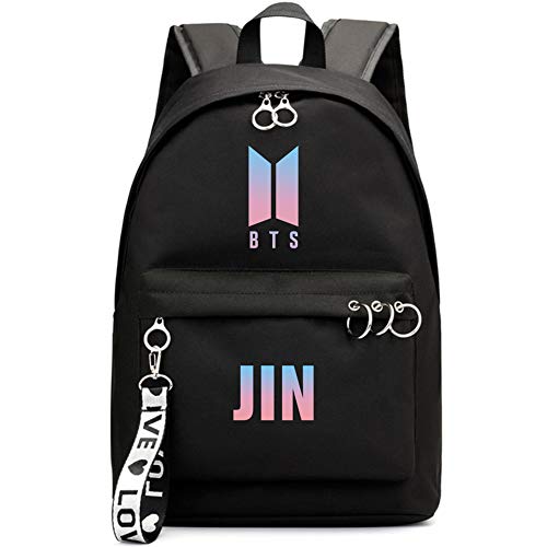 Hosston Kpop BTS Bangtan Boys Backpack Unisex Casual Schoolbag Laptop Bag College Bag Travel Rucksack هدية لطيفة لـ A.R.M.Y (Black 07-JIN)