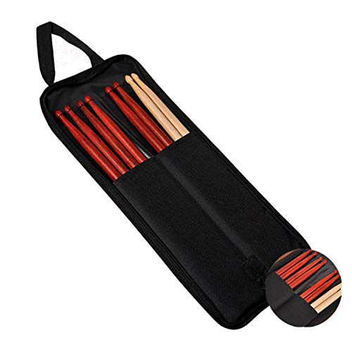 Drumstick Holder and Bag Portable Case Pocket Waterproof for Drum Sticks Mallet Brush Set with Adjustable Clamp, Black