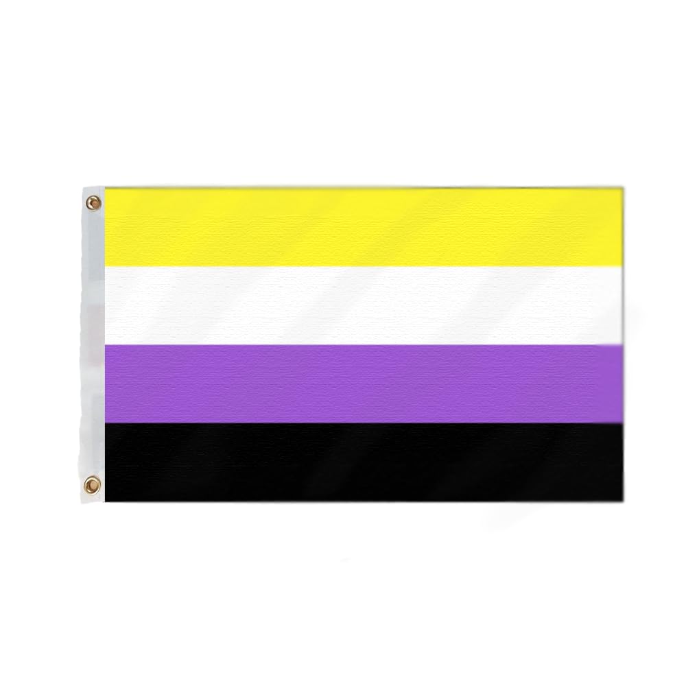 Flagmax Non-Binary Flag 5ft x 3ft - Durable Enby Flag with Eyelets, Non Binary Pride Flag for Home and Outdoor Display, 150cm x 90cm Banner for Inclusive Celebrations