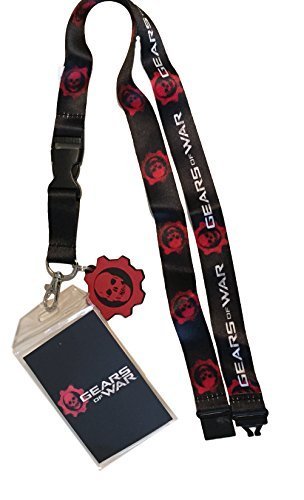Gears of War Logo Skull Double Sided Lanyard Keychain ID Holder With Charm