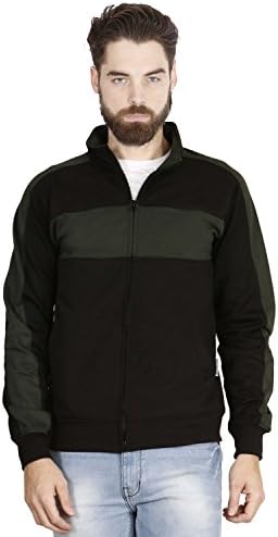 CNMN Mens Green Jacket with Fleece FullSleeves Front Zipper 2 Side Pockets for Sports Biking Riding Winter and Summer Jackets for Men