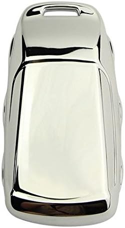 ELECTROPLATED MIRROR METAL EFFECT COLOURS SOFT SILICONE RUBBER CAR KEY REMOTE COVER CASE for AUDI A1 A2 A3 A4 A6 A7 A8 Q2 Q3 Q5 Q7 TT TTS S1 S2 S3 S4 S6 S5 S7 S8 R8 RS RS4 RS5 RS6 RS7 V10 (Silver)