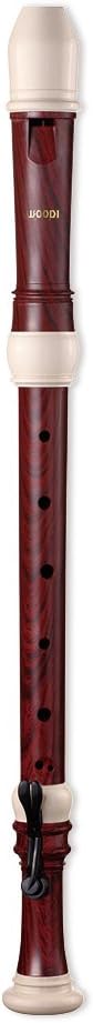 Woodi USA Tenor Recorder WRT-248BW2 Wood Simulated 2 Red Bird Eye & Ivory White 3-Piece Baroque Fingering