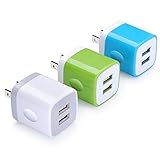 USB Wall Charger, FiveBox 3-Pack Dual Port Wall Charger Adapter USB Charging Brick Plug Charger Block Charging Cube Base Charger Box Compatible iPhone 8/X/7/7s/6s, iPad, Samsung S7 S8 S9, Android, LG