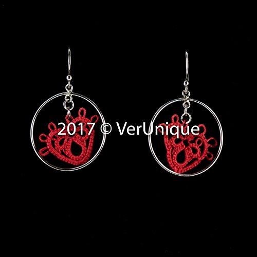 Tatted Earrings - Circle of Tatted Hearts