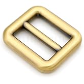CRAFTMEMORE 6pcs Metal Slide Buckle Bag Belt Strap Keeper Slider Triglide Strap Adjuster Purse Making Accessories SCSL (3/4 Inch, Brushed Brass)