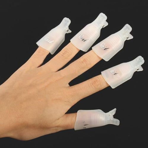 Signstek Professional 20pcs Durable Resuable Salon DIY Plastic Gel Nail Art Polish Soak Off Remover Wrap Cleaner Clip Cap Tool "Purple White" - Thumbnail 3