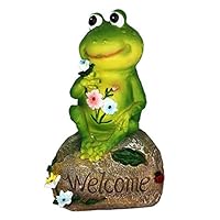 XAUIIO 9 Inch Frog Garden Welcome Statues Sculptures，for Outdoor Patio Ornaments Yard Art Figurines Decorations(Frog Dad)