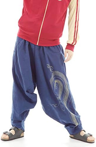 イーストスタイル コットン渦巻きサルエルパンツメンズ レディース サルエルパンツ アジアン 茶 黒 青 エスニック 受注生産品