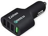 Car Charger, Qualcomm Certified Quick Charge 2.0 USB Car Charger [Black] with Extra 3 Adaptive Fast Smart Ports for iPhone 6 / 5, iPad Portable, Samsung Galaxy S6 / Edge /Plus/Note 5 / 4 , Nexus 6 / 7