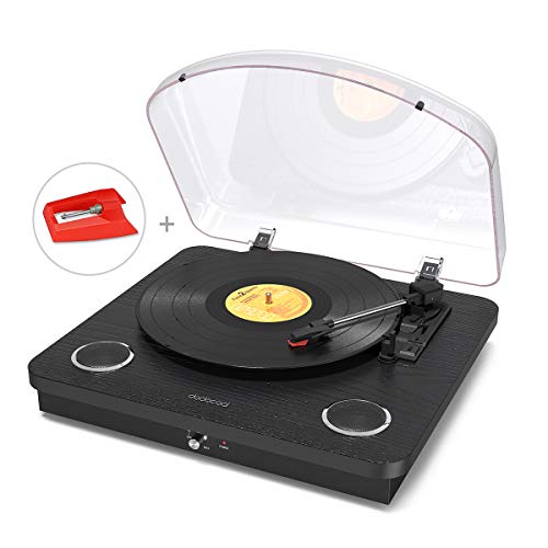 dodocool Vinyl Record Player, Wireless Turntable 3-Speed with Built in 2 Stereo Speakers, Vinyl to MP3 Converting/ RCA Output/ AUX/ USB/ SD Input – Natural Wood