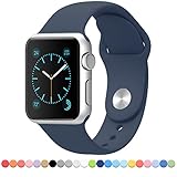 Apple Watch Band - FanTEK Soft Silicone Sport Style Replacement iWatch Strap for Apple Wrist Watch 42mm Models S/M Size (Midnight Blue)