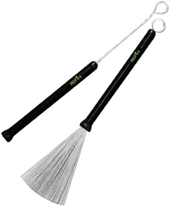 Drum Brush, 2 Pcs LLOP Professional Retractable Stainless Steel Wire Drum Brushes Jazz Percussion Cajon Brushes (steel wire, silver)