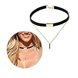 HongNi Fashion Black Women Velvet Choker Necklace Pendant Chain Of Gold Bar Choker