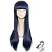 EZ2WORLD HOT! Narutos Shippuden Hinata Hyuga Blue&Black Mixed Cosplay Wig 80cm