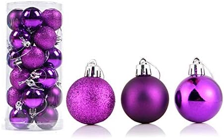 ghhshjhlk 24Pcs 4/6/8cm Christmas Ball Ornament Baubles Xmas Tree Lightweight and Environmentally-friendly Window Hanging Decor Purple 4cm