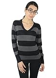 Alfa Global Women's Long Sleeve V-Neck Striped Ultra Soft Knit Sweater Top