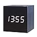 Zeekoo Wooden LED Digital Alarm Clock, Displays Time Date and Temperature, Cube USB/3AAA Battery Powered Sound Control Desk Alarm Clock for Kid, Home, Office, Daily Life, Heavy Sleepers … (Black-1)