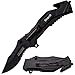 TAC-FORCE Black SHERIFF Spring Assisted Open LED Tactical Rescue Pocket Knife
