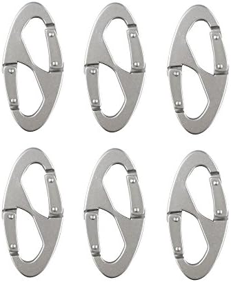 Swatom S-Shape Aluminum Carabiner Clip Alloy Double Spring Snap Hook Carabiners with Keyring for Backpack Camping Bottle Use Keychains Accessories(6pcs)