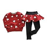 DaySeventh Kid Girls Love Heart Long Sleeve Shirt Sweater+Pants Skirt Sports Suit