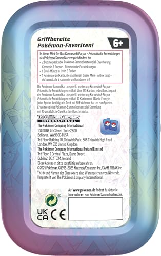 Pokémon-Sammelkartenspiel: Mini-Tin-Box Karmesin & Purpur – Prismatische Entwicklungen: Feelinara (2 Boosterpacks & 1 Münze) 4