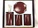 WPM 4 Piece Ceramic Bathroom Accessories Set - Burgundy - Our Complete Bath Decor Kit Includes Designer Soap or Lotion Dispenser - Toothbrush Holder - Tumbler - Soap Dish