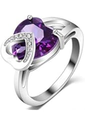 AnaZoz Jewelry 18K Gold Plated Wedding Rings Women Platinum Plated Double Heart Engagement Rings