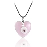 COLORFUL BLING Blue Turkish Glass Evil Eye Pendant Necklace Set Glass Leather Rope Hamsa Hand for Women Men Lucky Protection Wealth Amulet Jewelry