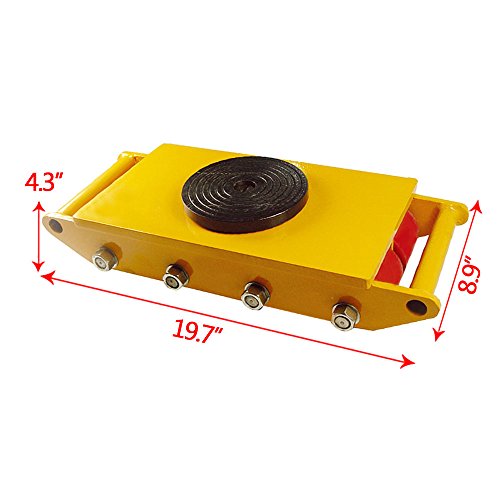PROMOTOR Industrial Machinery Mover 12 Ton 26456 lbs, Machinery Skate with w/Steel Rollers Cap 360 Degree