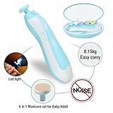 Electric Baby Nail File ,NEWHOPE Zero Noise Safe Baby Nail Trimmer File , Manicure Set with 6 Multiple Grinding Heads for Newborn Kids Adults