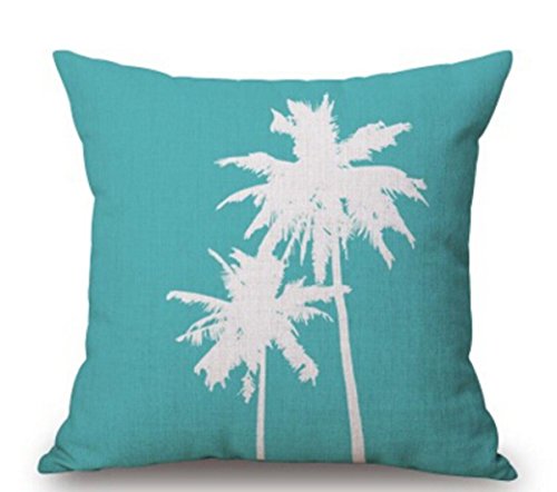 Beach coconut tree cotton linen throw pillow cover cushion case s…