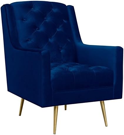 Picket House Furnishings Reese Button Tufted Accent Chair with Gold Legs Navy Blue