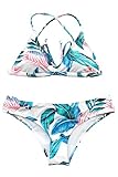 Seaselfie Women's Leaves Two Piece Cross Padding Bikini Hawaii Tropical-themed