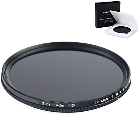 58MM Variable Neutral Density Slim Filter - ND2 to ND400 ND Filter for EOS Rebel T7i, T6, T6s, T6i, SL1, T5, T5i, T4i, T3, T3i, 80D, 70D, 60D, 60Da, 50D, 7D, 6D, 5D, 5DS, 1D Digital SLR Camera