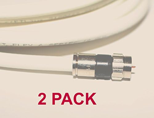 3 feet (2 PACK) white RG6 coax, coaxial cable with two male F-pin Male connectors