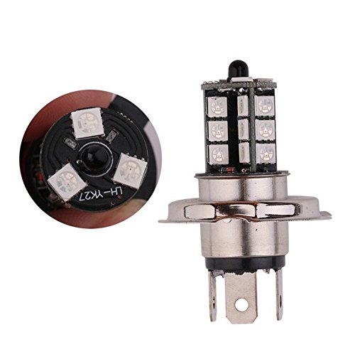 Keyecu 2 Pieces 12V 27-SMD 5050 Multi-Color RGB LED Replacement Bulbs For Fog Lights or Driving Lights with Remote (H4)