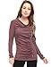 Allegra K Women's Cowl Neck Long Sleeves Buttons Decor Ruched Top Large Red