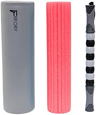 Freory 3-in-1 Foam Roller for Trigger Points. High-Medium Density Foam and Deep Tissue Massage Stick Used for Myofascial Release. (Titanium &amp; Pink)