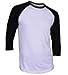 DREAM USA Men's Casual 3/4 Sleeve Baseball Tshirt Raglan Jersey Shirt White/Black XL