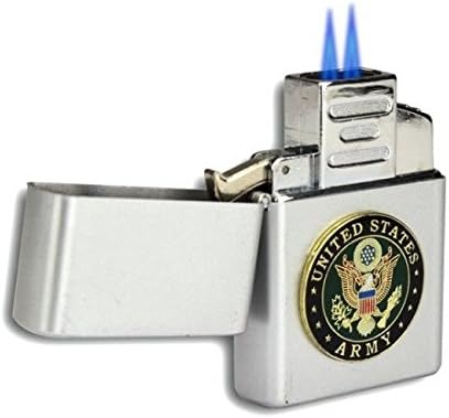 The Flip Double Flame Torch Lighter with Army Emblem