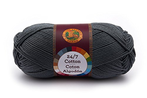 Lion Brand Yarn 761-150 24-7 Cotton Yarn, Charcoal