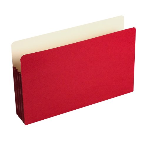 Wilson Jones ColorLife File Pocket, Moisture/Tear Resistant, 3 1/2" Expansion, Legal Size (9 1/2" x 14 3/4"), Red, 25 per box (WCC74R)